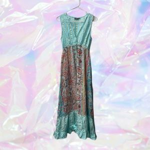 eclectic portuguese tapestry dress size small maxi gown